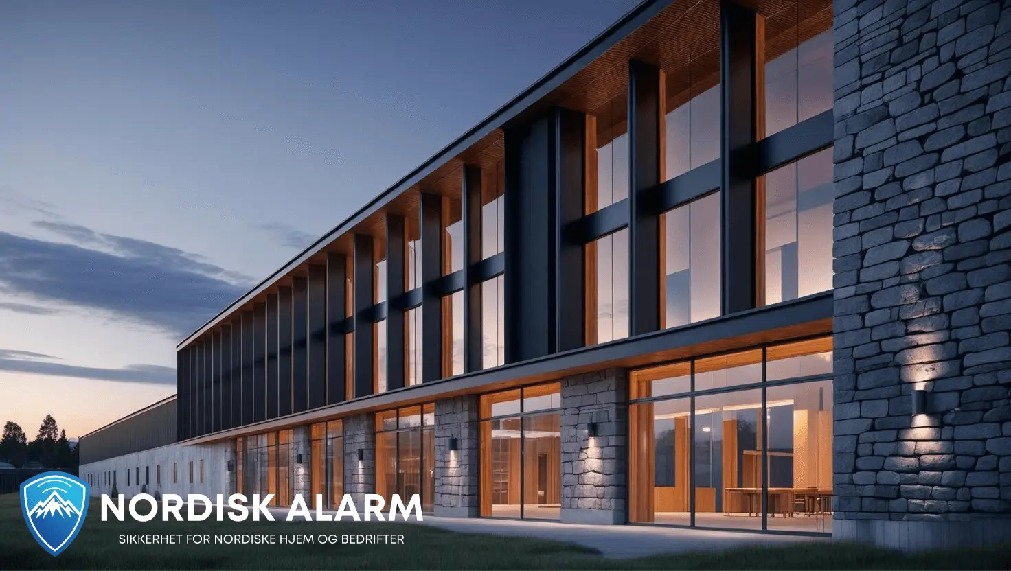 Illustrasjon av moderne norsk næringsbygg